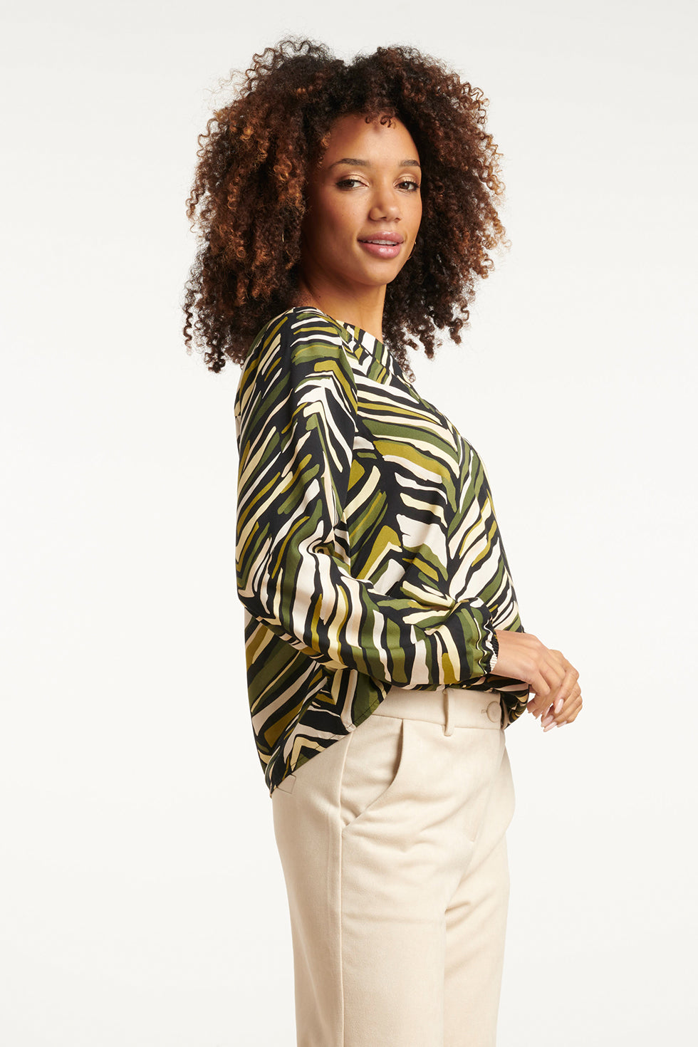 25681 Zig-Zag Top in Army groen tinten | Army - Muticolour