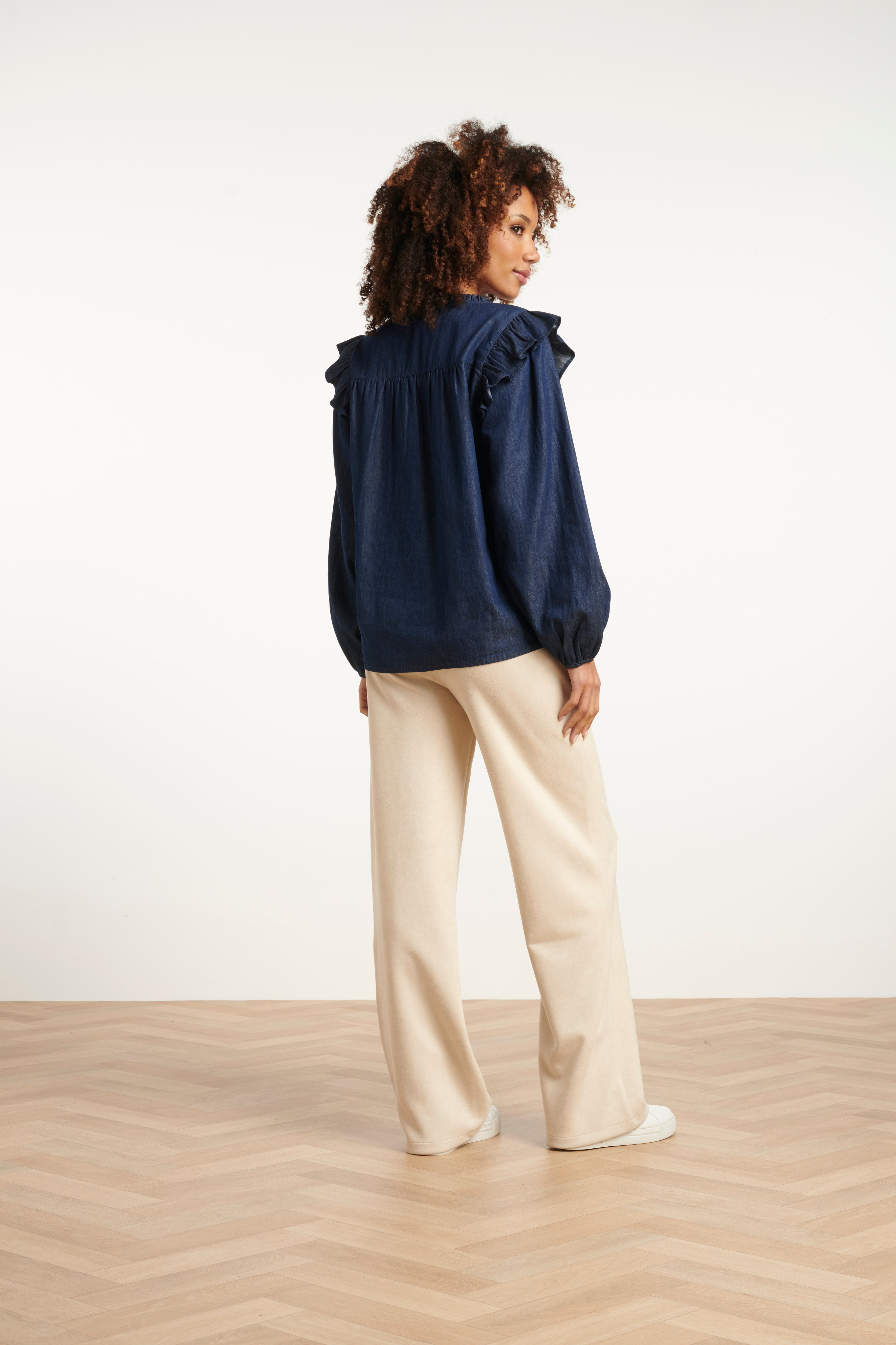 25700 Denim Top In Donkerblauw | Dark Blue Denim