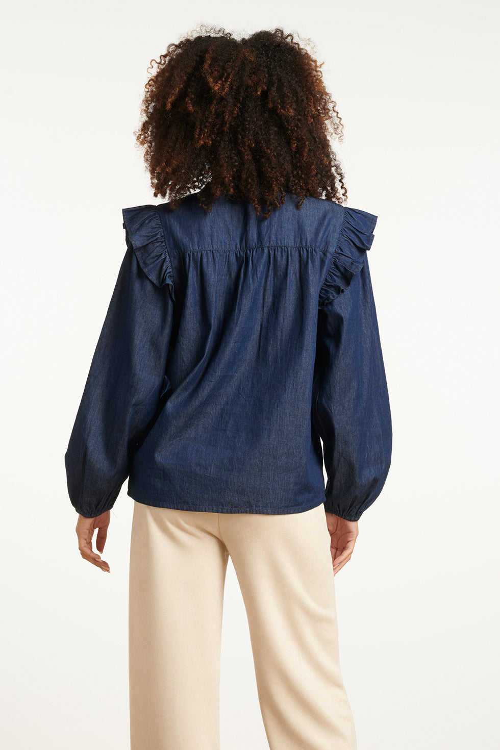 25700 Denim Top In Donkerblauw | Dark Blue Denim