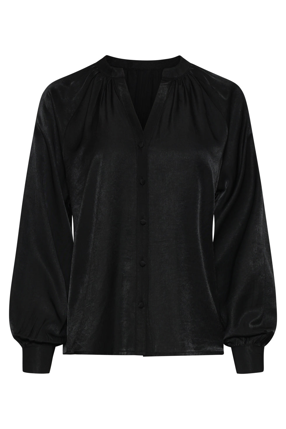 25752 – Satijnlook Blouse Met Knoopsluiting | Black