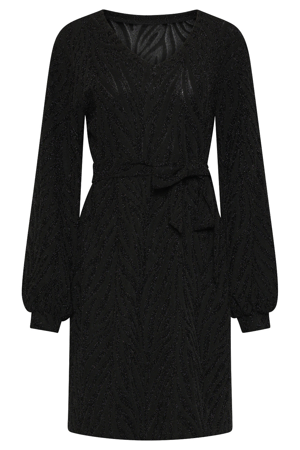 25758 – Smashed Lemon Gebreide jurk met subtiel jacquard dessin | Black