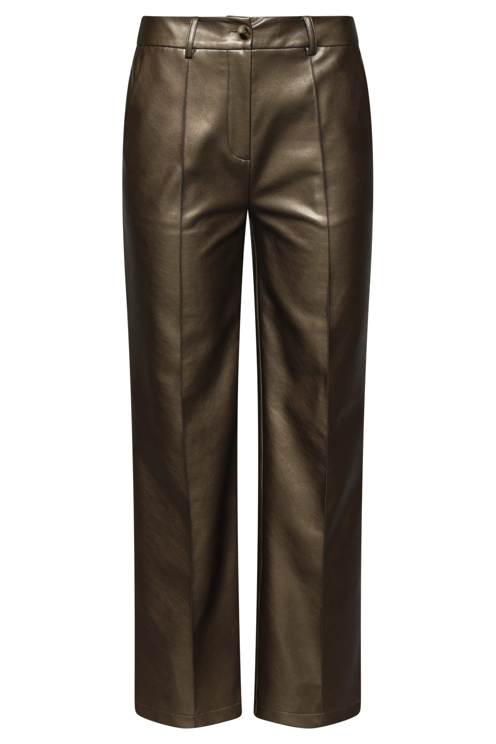 25760 – Smashed Lemon PU broek met metallic finish | Gold