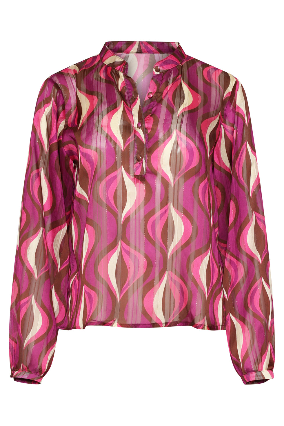 25774 – Chiffon Blouse Met Lurex Draad | Aubergine - Muticolour