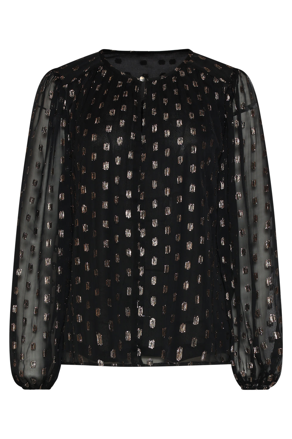 25791 – Smashed Lemon Top met lurex stippen in black-gold | Black - Gold