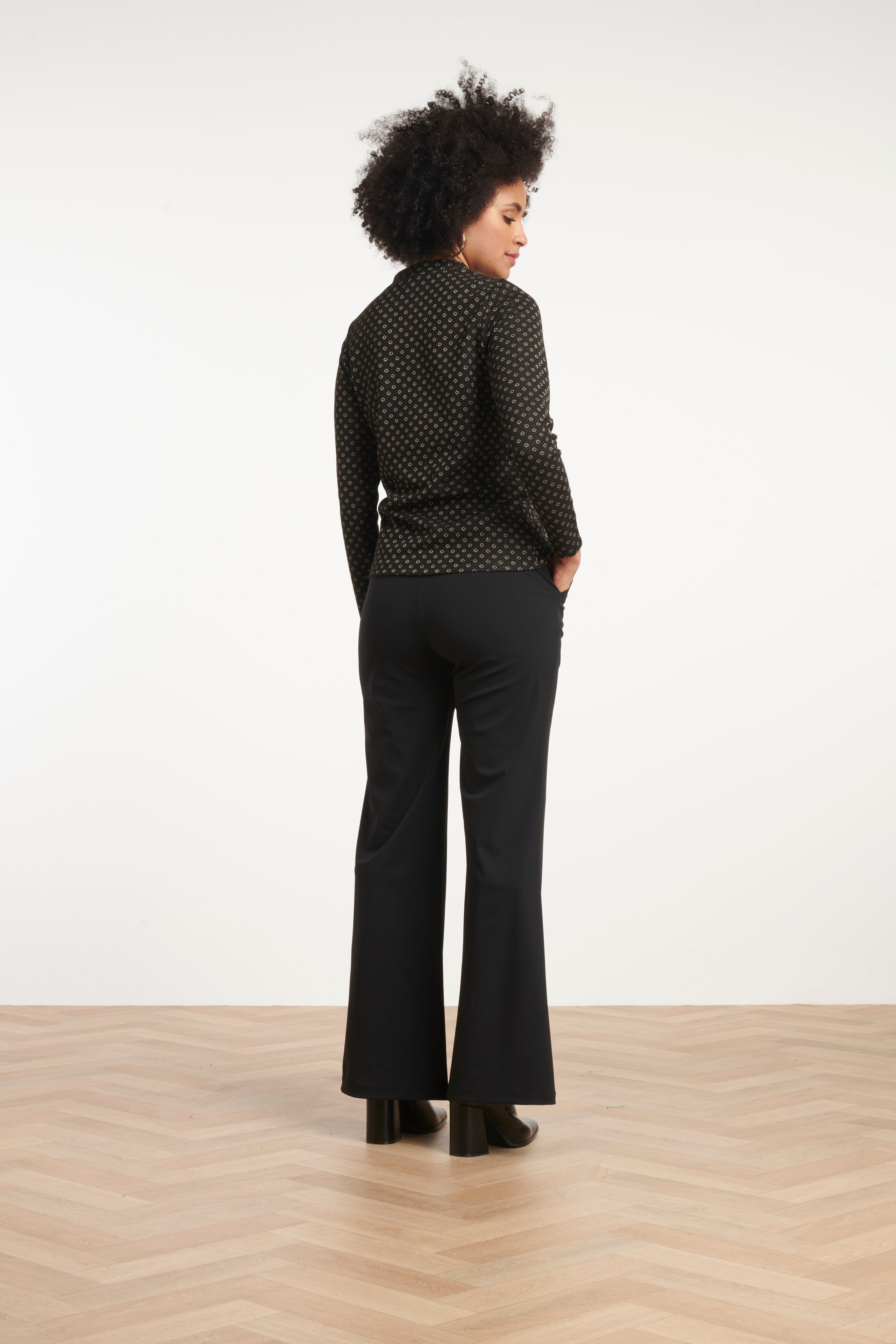 25801 – Smashed Lemon Jacquard top met lurex in black-gold | Black - Gold