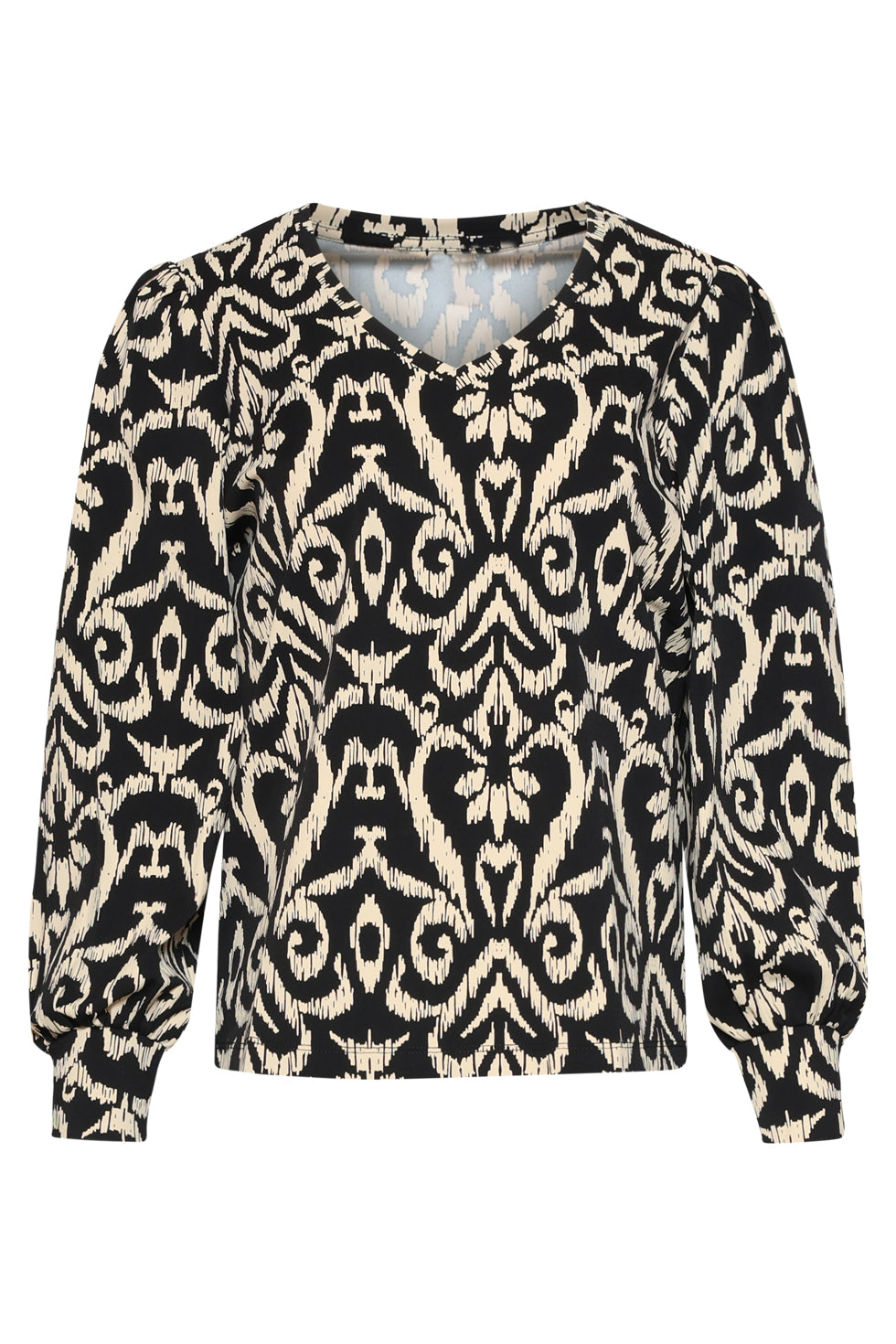 25813 – Smashed Lemon travel top met Aztec-print | Black - Sand