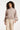 Off-White en Taupe Gestreept Kort Bomberjack met Hoge Kraag | Taupe