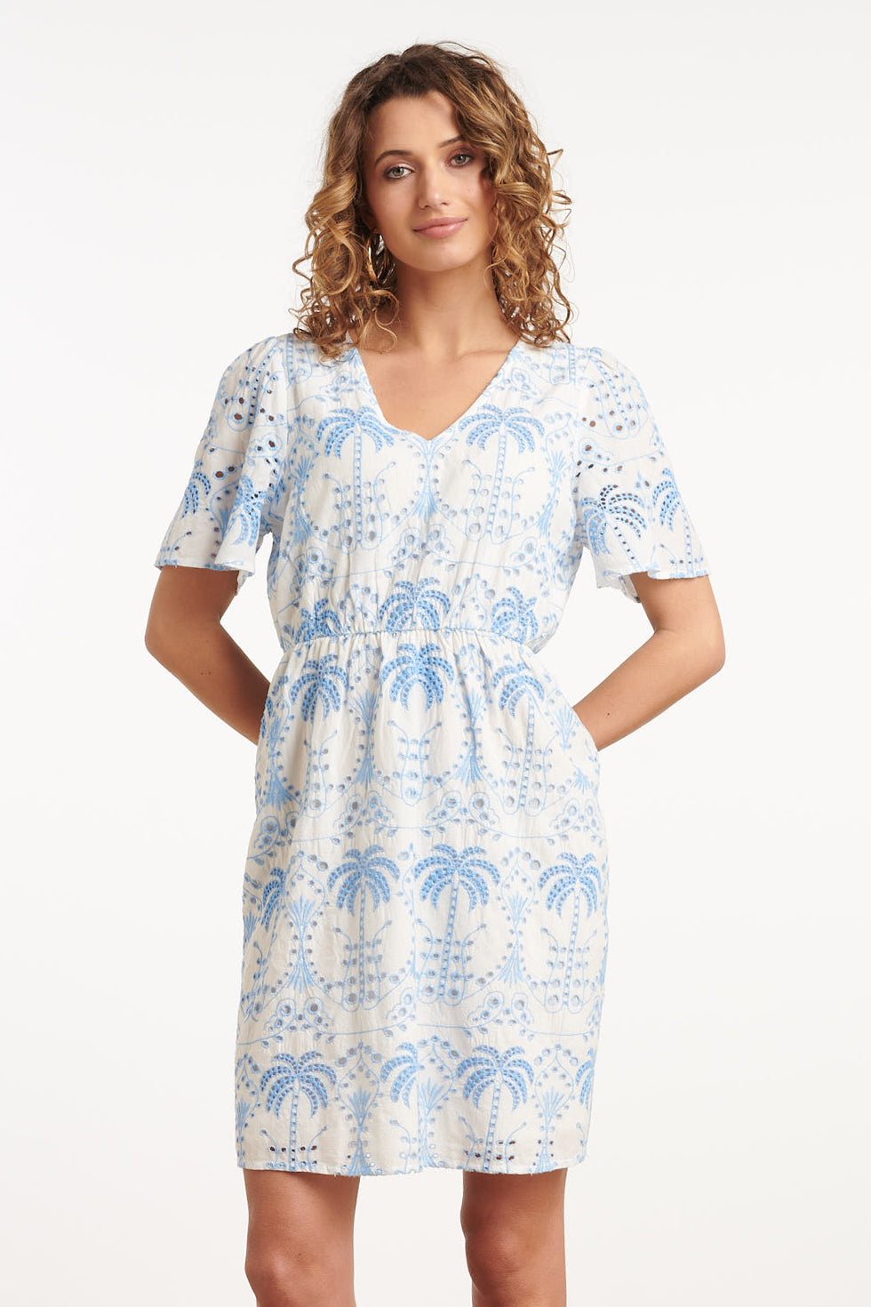 35001, Jurken | Off White - Blue
