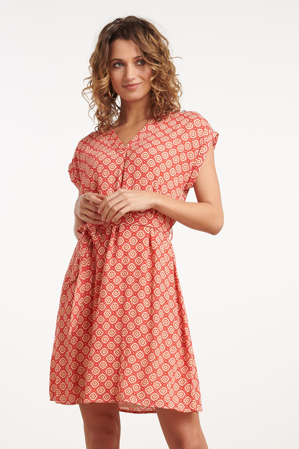 35026, Jurken | Red - Muticolour
