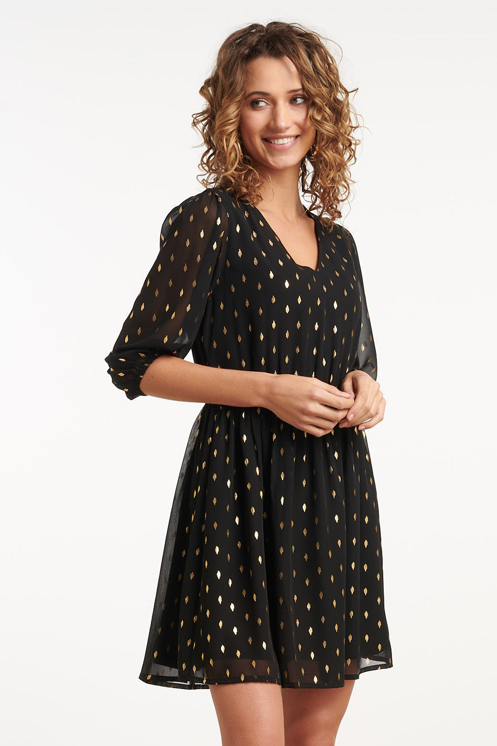 35061, Jurken | Black-Gold