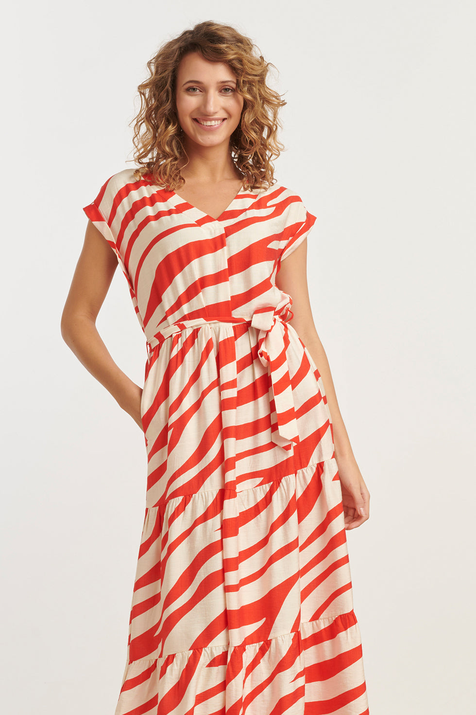 35155, Jurken | Sand-Red