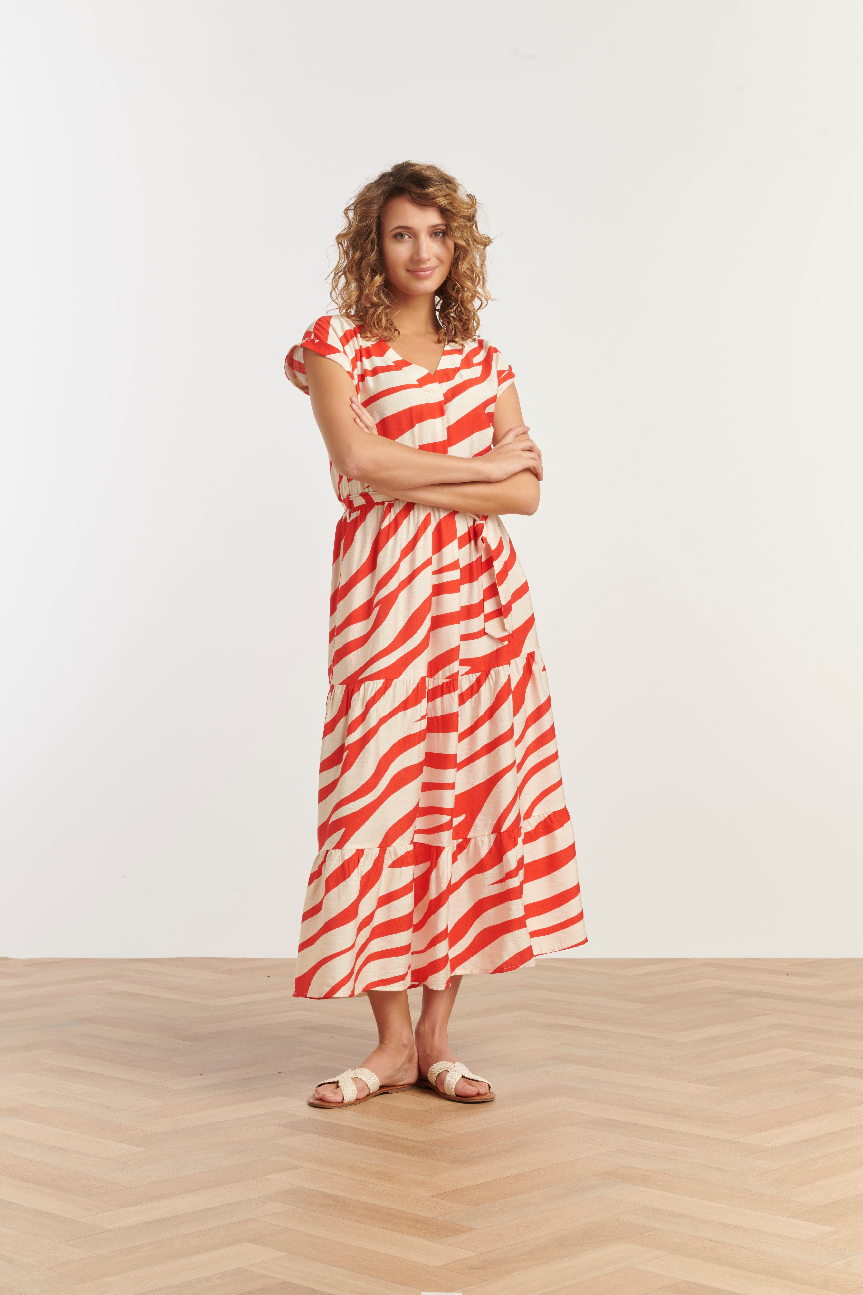 35155, Jurken | Sand-Red