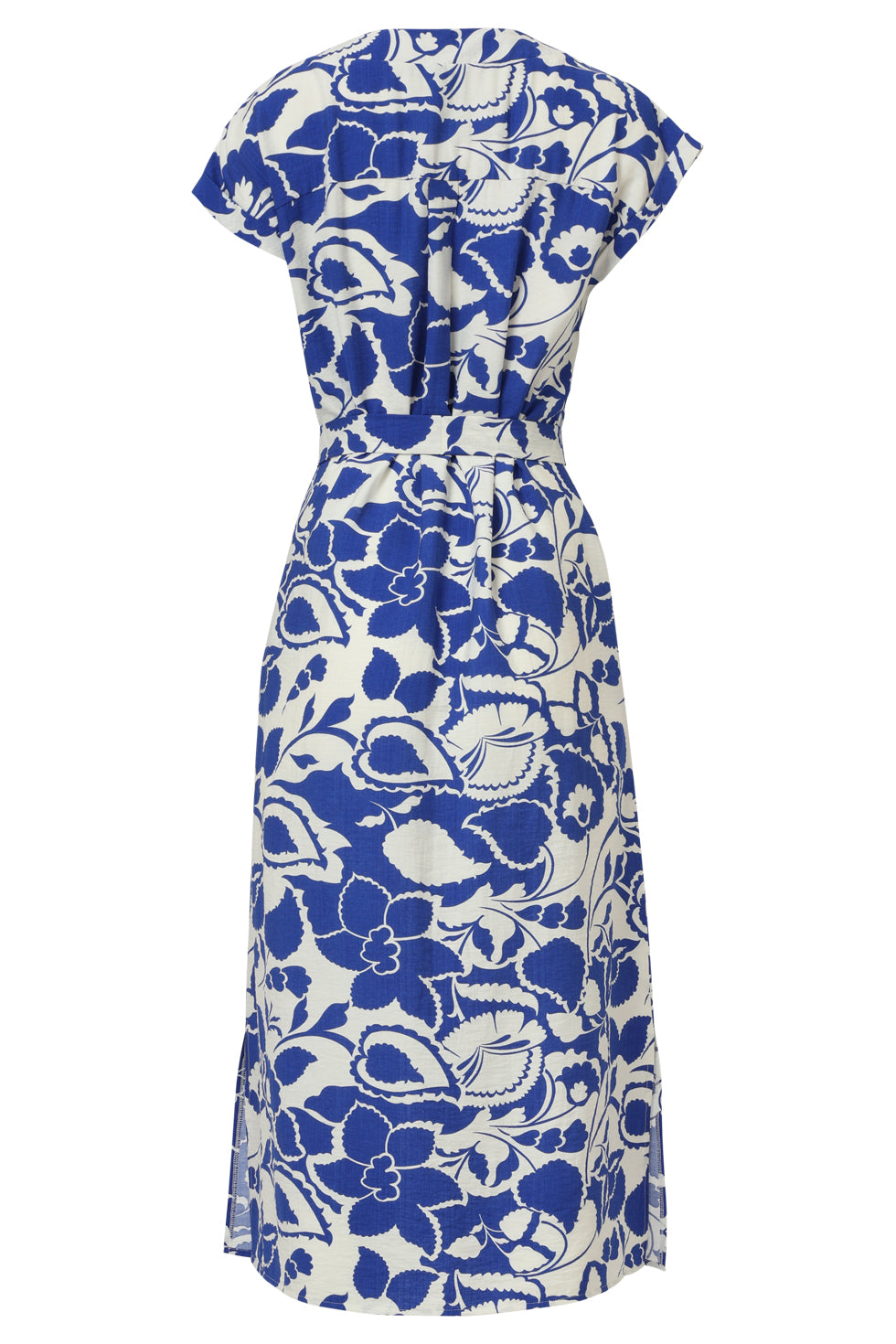 35172, Jurken | Off White-Cobalt Blue