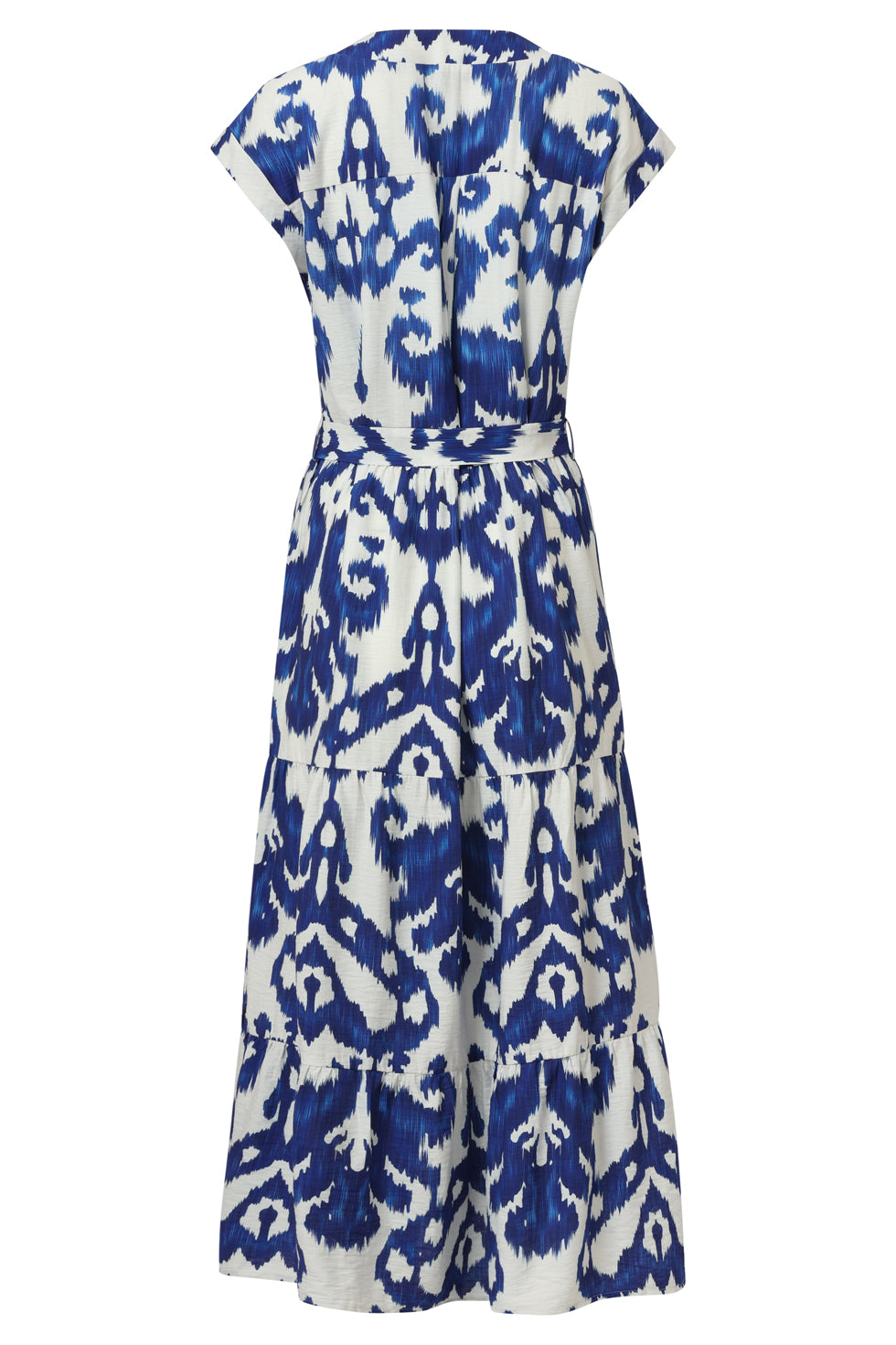 35185, Jurken | Off White-Cobalt Blue
