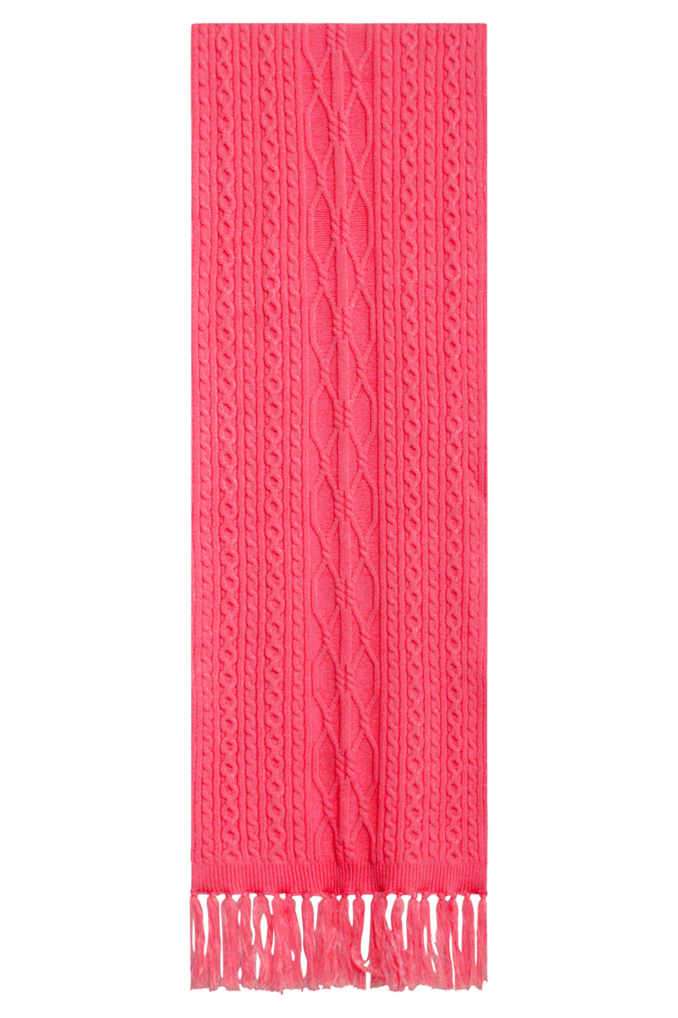 52210 Kabelgebreide Sjaal Met Franjes | Pink