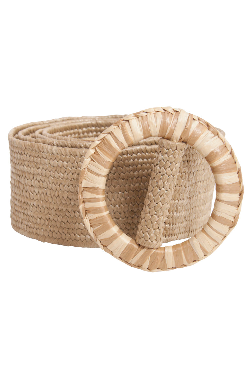 53018 Stretchriemdonker Off White Met Wicker Gesp | Dark Sand-Off White