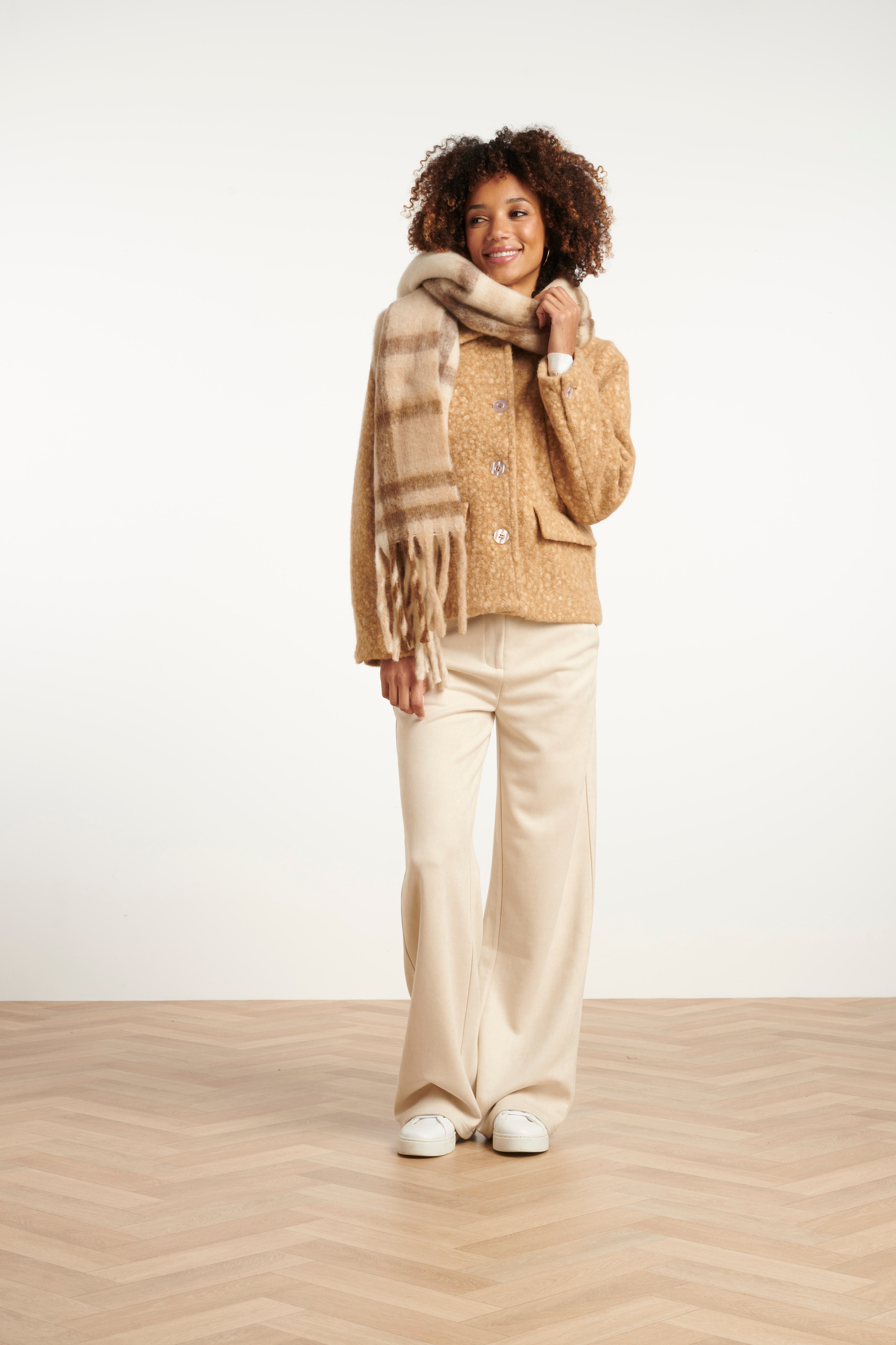 55307 Zandkleurige Ruit Sjaal | Sand - Muticolour