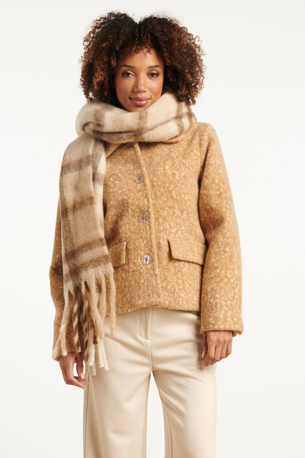 55307 Zandkleurige Ruit Sjaal | Sand - Muticolour