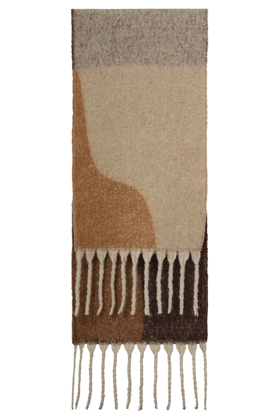 55308 Zand En Bruine Sjaal Met Golvende Print | Sand - Brown