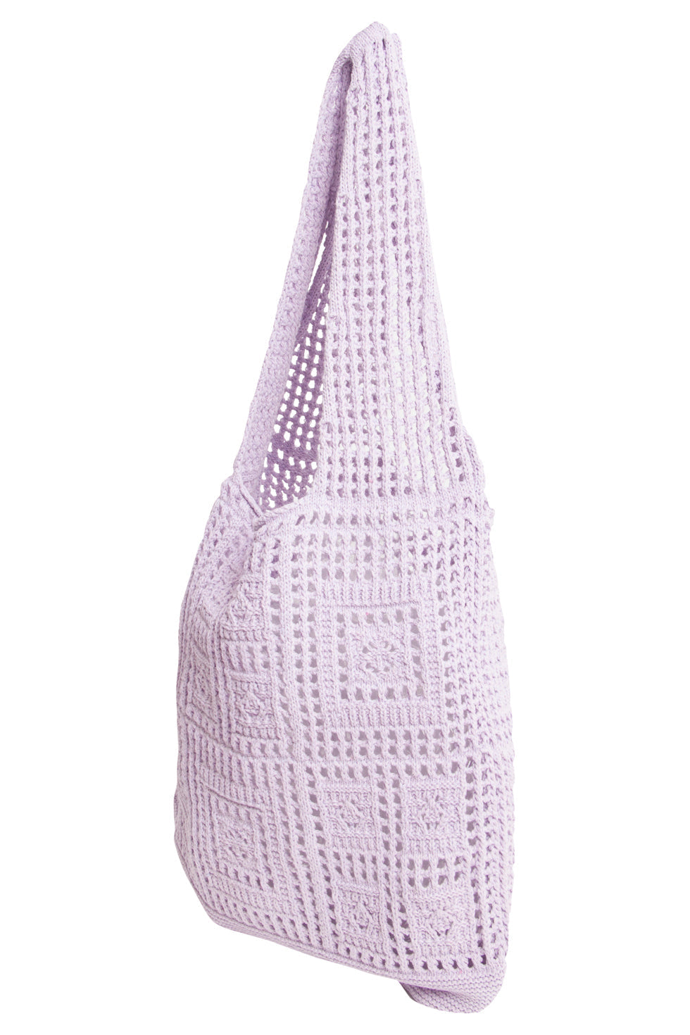 56004 Dames Lavendel Gehaakte Schoudertas - Patchwork Gebreide Structuur | Lavender