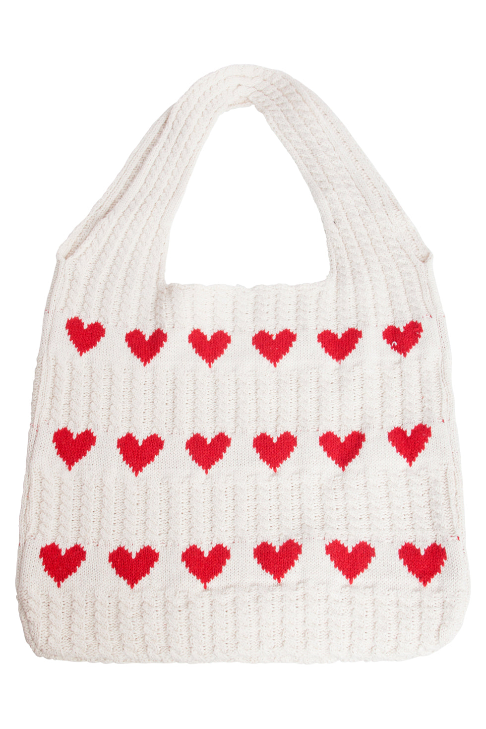 56005 Dames Gehaakte Schoudertas - Met Hartprint | Sand-Red