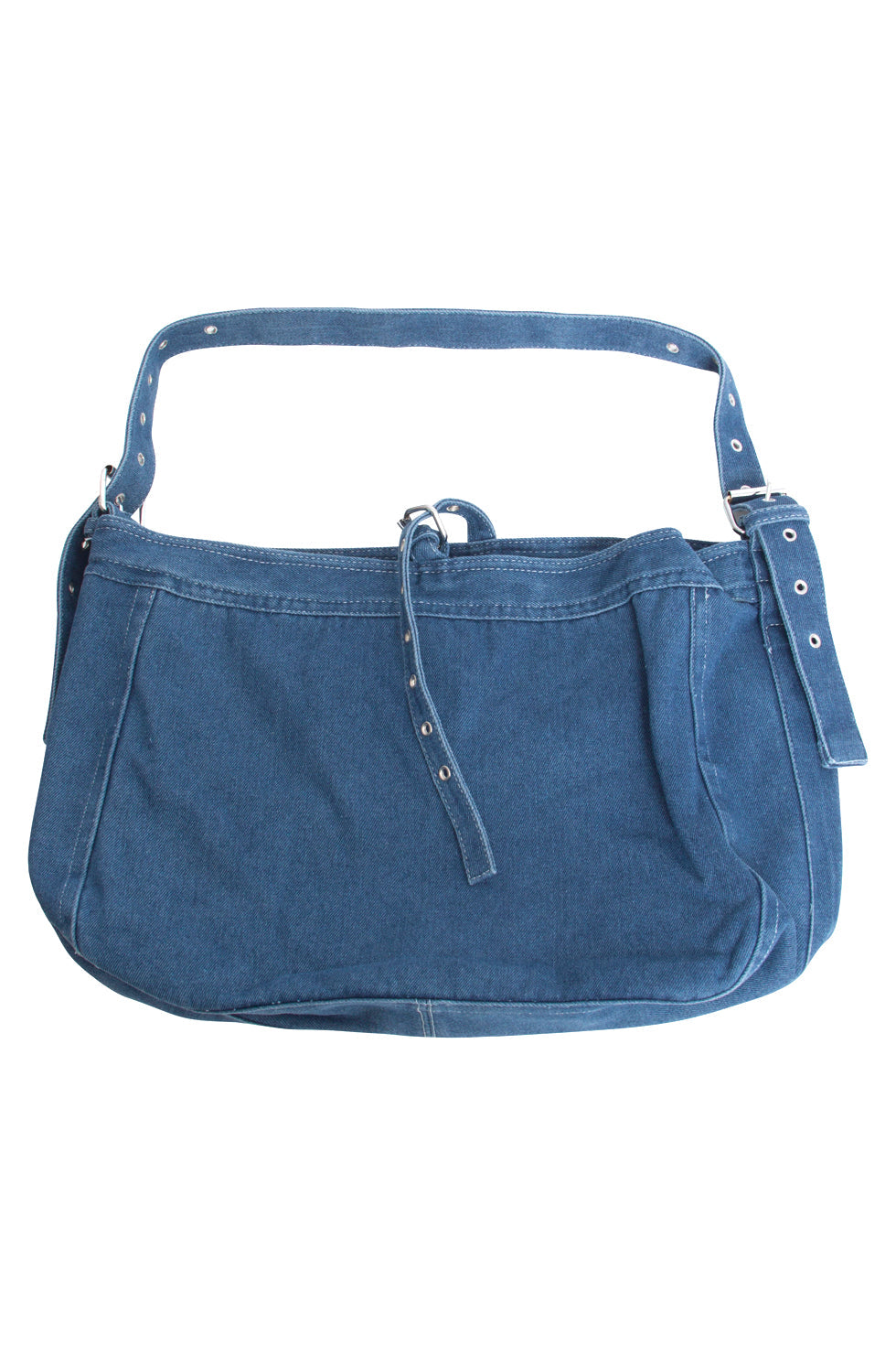 56010 Mashed Lemon Denim Schoudertas - Indigo Met Verstelbare Straps | medium blue denim