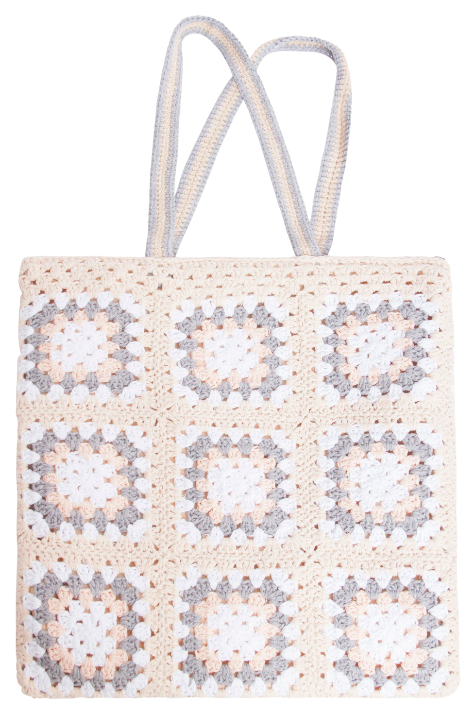 56018 Dames Multi Gehaakte Schoudertas - Patchwork Gebreide Structuur | Muticolour