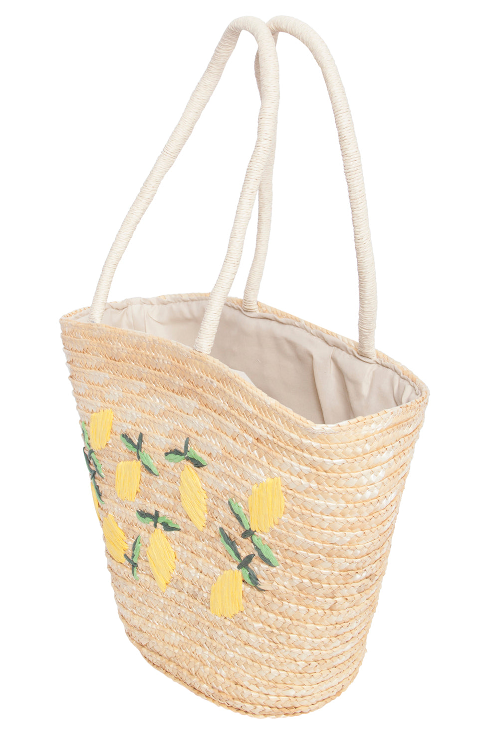56022 Strandtas - Donker Met Citroen Borduursel | Dark Sand-Multi