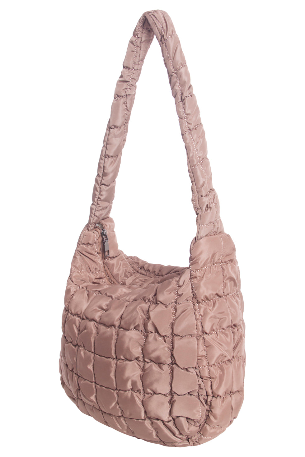 56031 Mashed Lemon Grote Crossbody Tas - Taupe Met Geruite Gestikte Structuur | Taupe