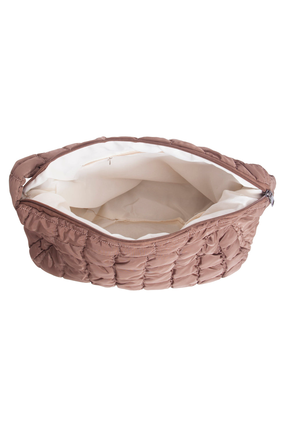 56031 Mashed Lemon Grote Crossbody Tas - Taupe Met Geruite Gestikte Structuur | Taupe