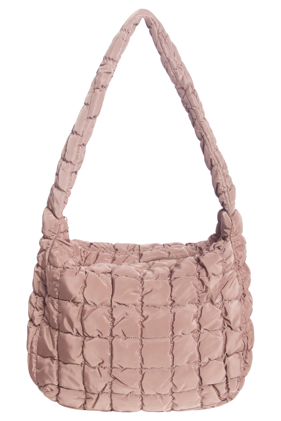 56031 Mashed Lemon Grote Crossbody Tas - Taupe Met Geruite Gestikte Structuur | Taupe