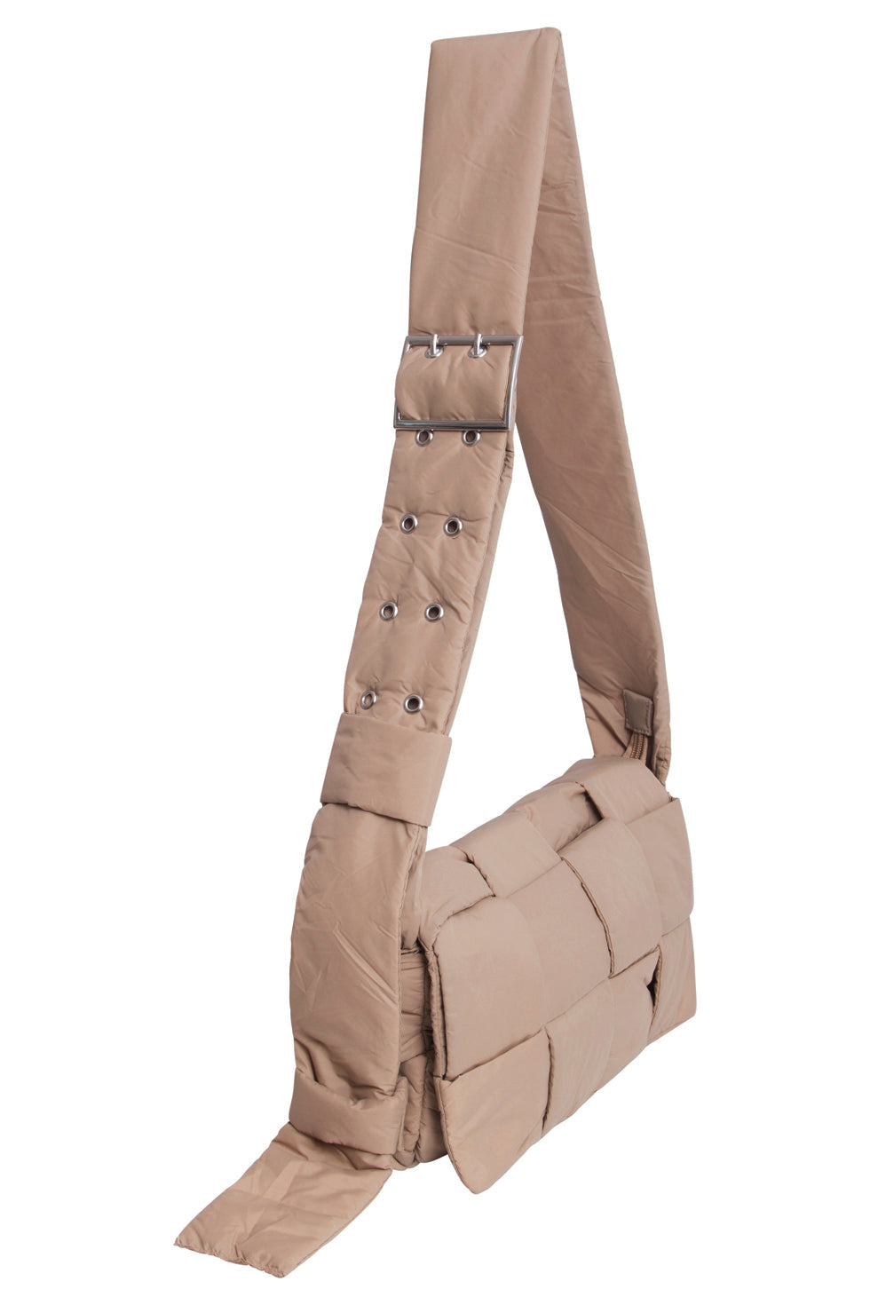 56032 Kleine Crossbody Tas - Taupe Met Gewatteerde Structuur | Taupe
