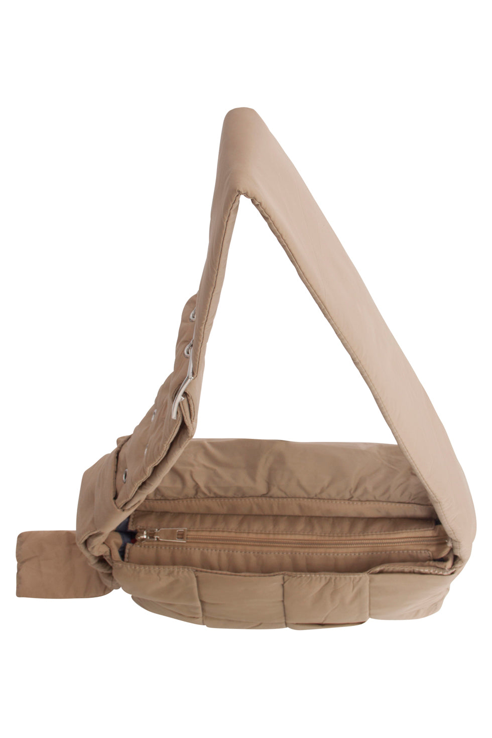 56032 Kleine Crossbody Tas - Taupe Met Gewatteerde Structuur | Taupe