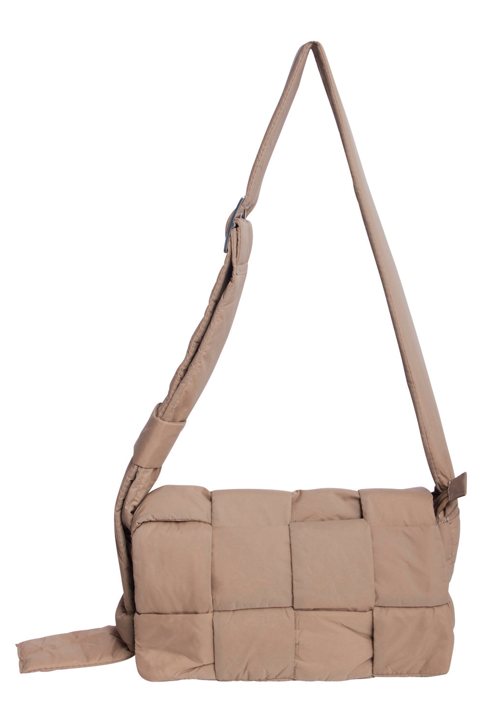 56032 Kleine Crossbody Tas - Taupe Met Gewatteerde Structuur | Taupe