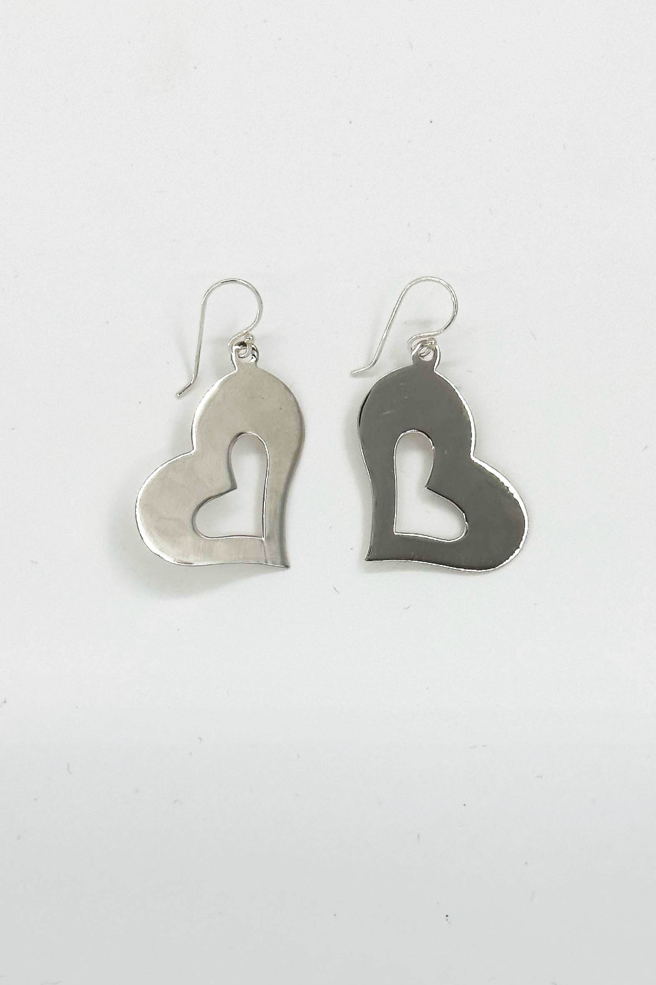 60011 en Plat Hart Oorbellen | Silver