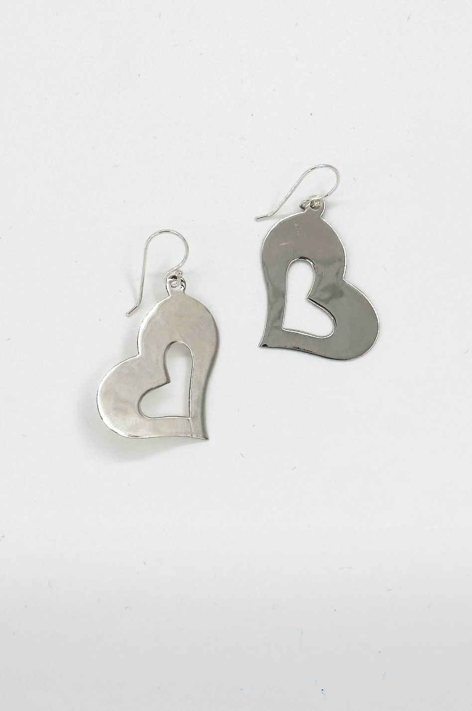 60011 en Plat Hart Oorbellen | Silver