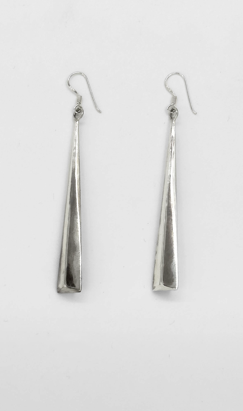 60022 En Platte Langwerpige Hanger Oorbellen | Silver