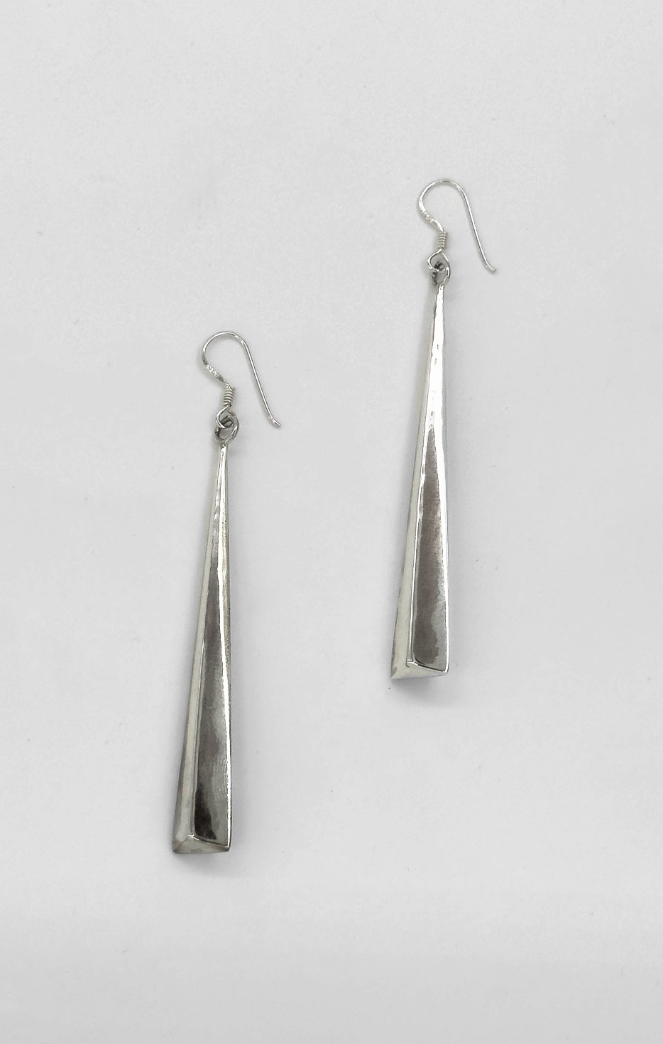 60022 En Platte Langwerpige Hanger Oorbellen | Silver