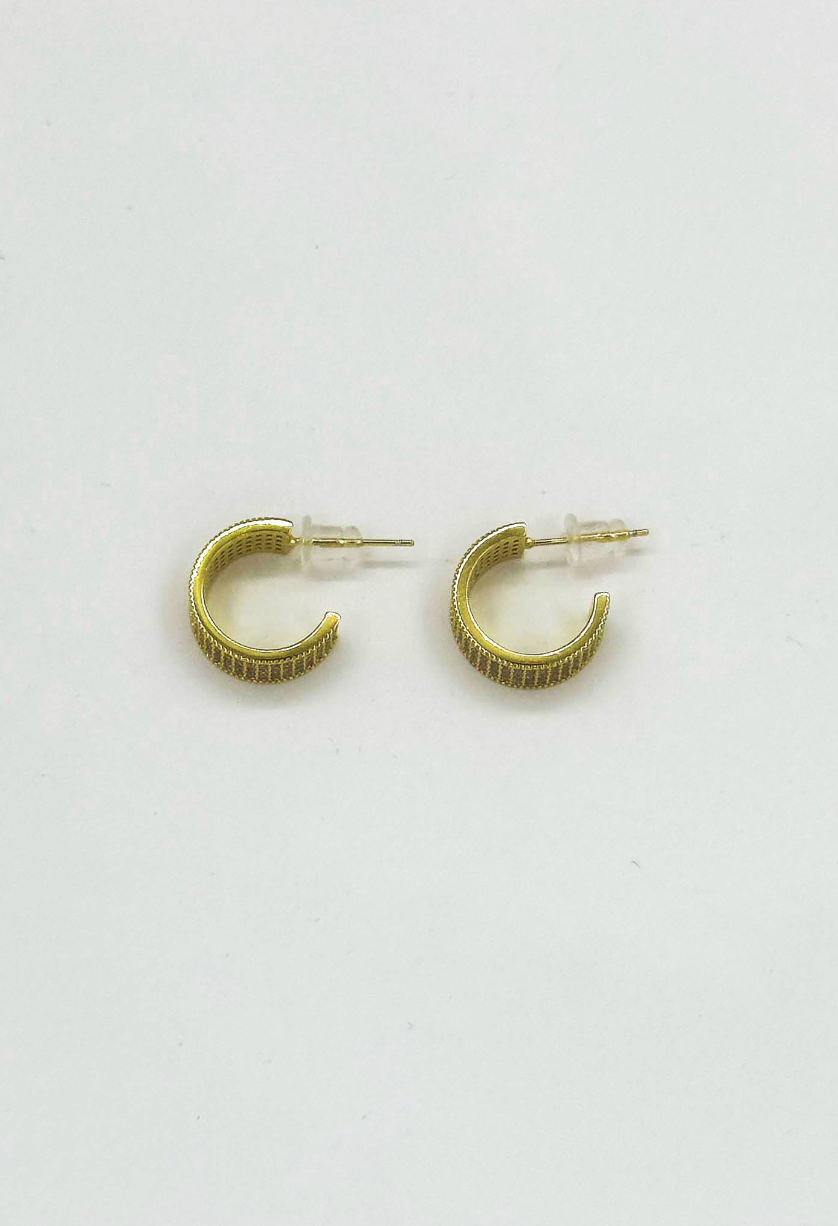 60045 En Vergulde Hoepel Oorbellen Met Zirkoon Kristallen | Gold