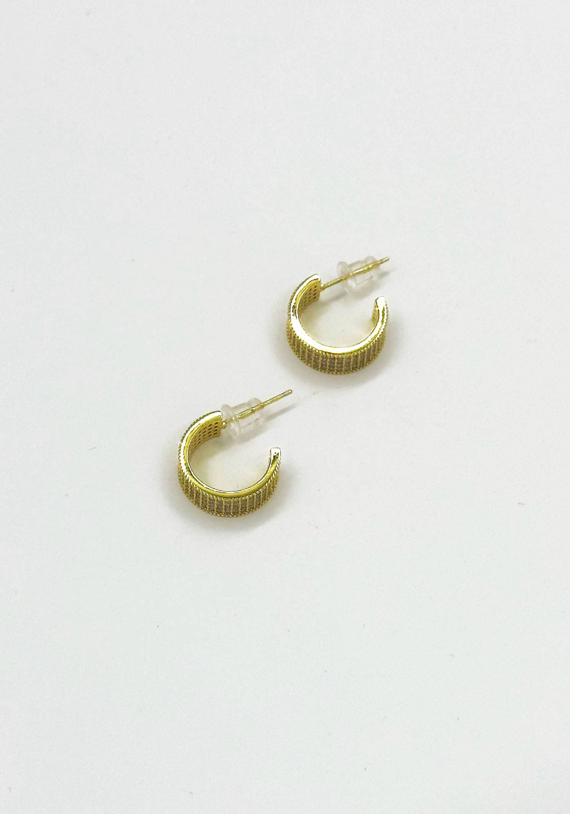 60045 En Vergulde Hoepel Oorbellen Met Zirkoon Kristallen | Gold