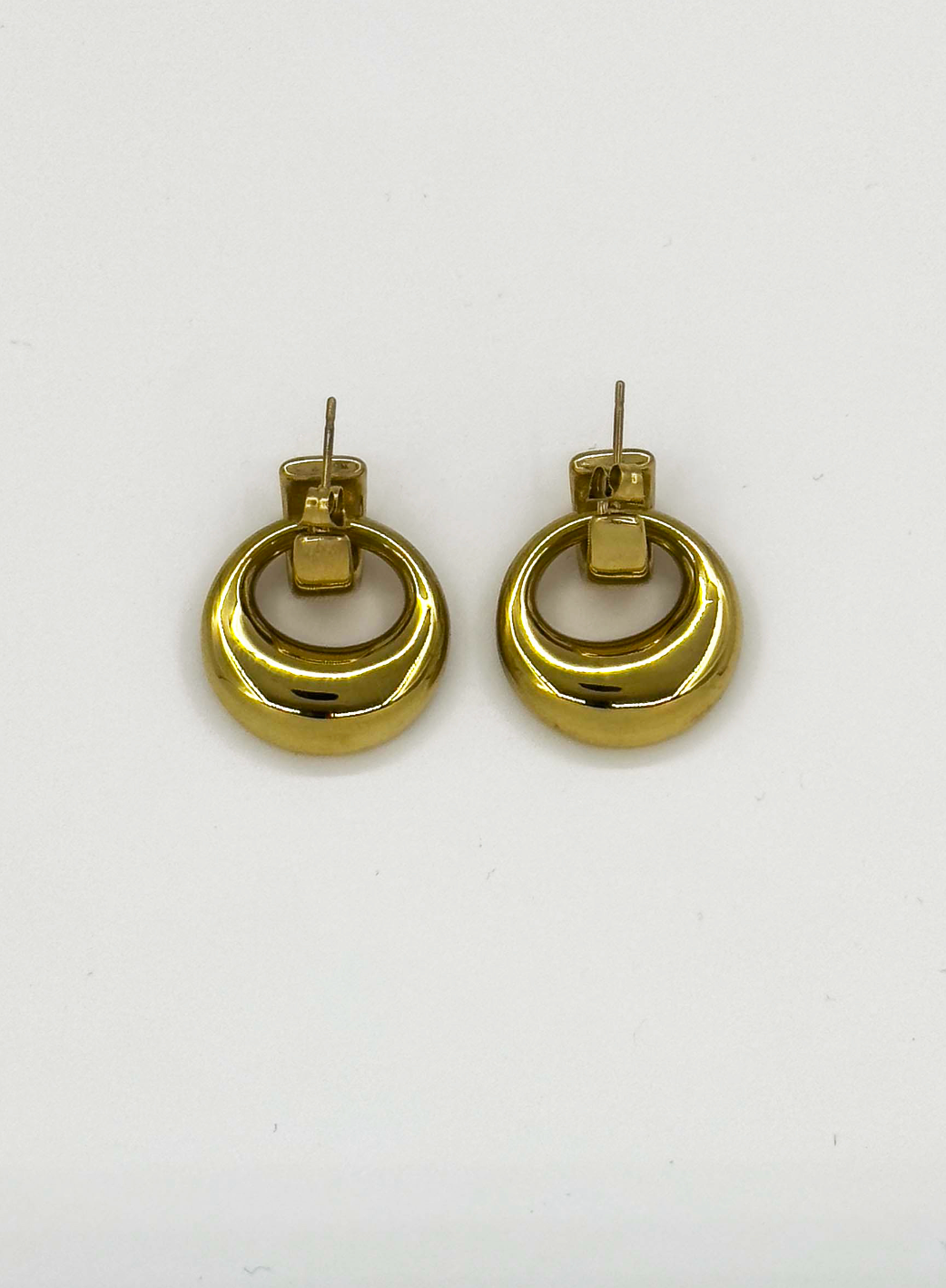 60056 Roestvrijstalen Tweedelige Hoepel Oorbellen | Gold