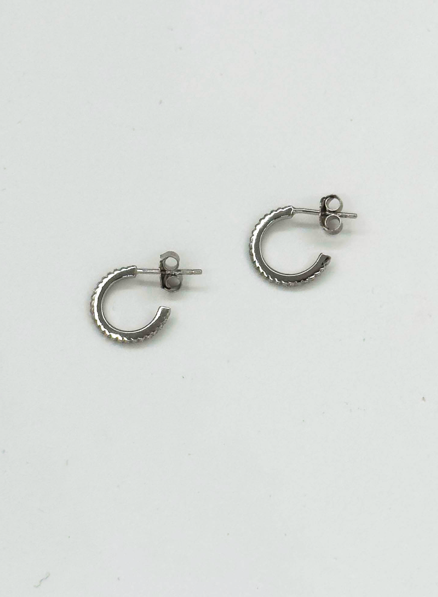 60062 En Glanzende Hoepeloorbellen Met Zirkonia Kristallen | Silver