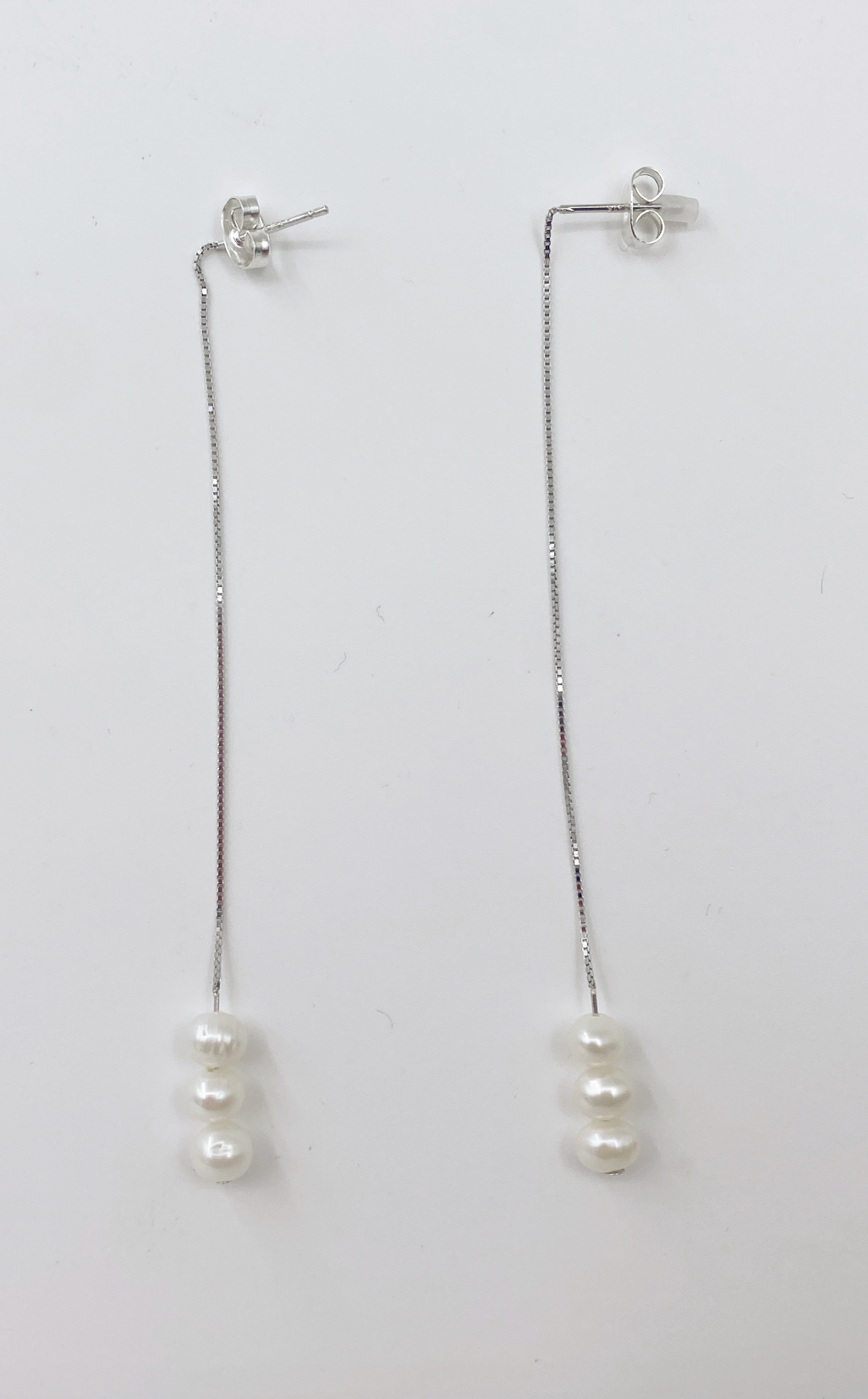 60065 Fijne En Hanger Oorbellen Met Parel | Silver