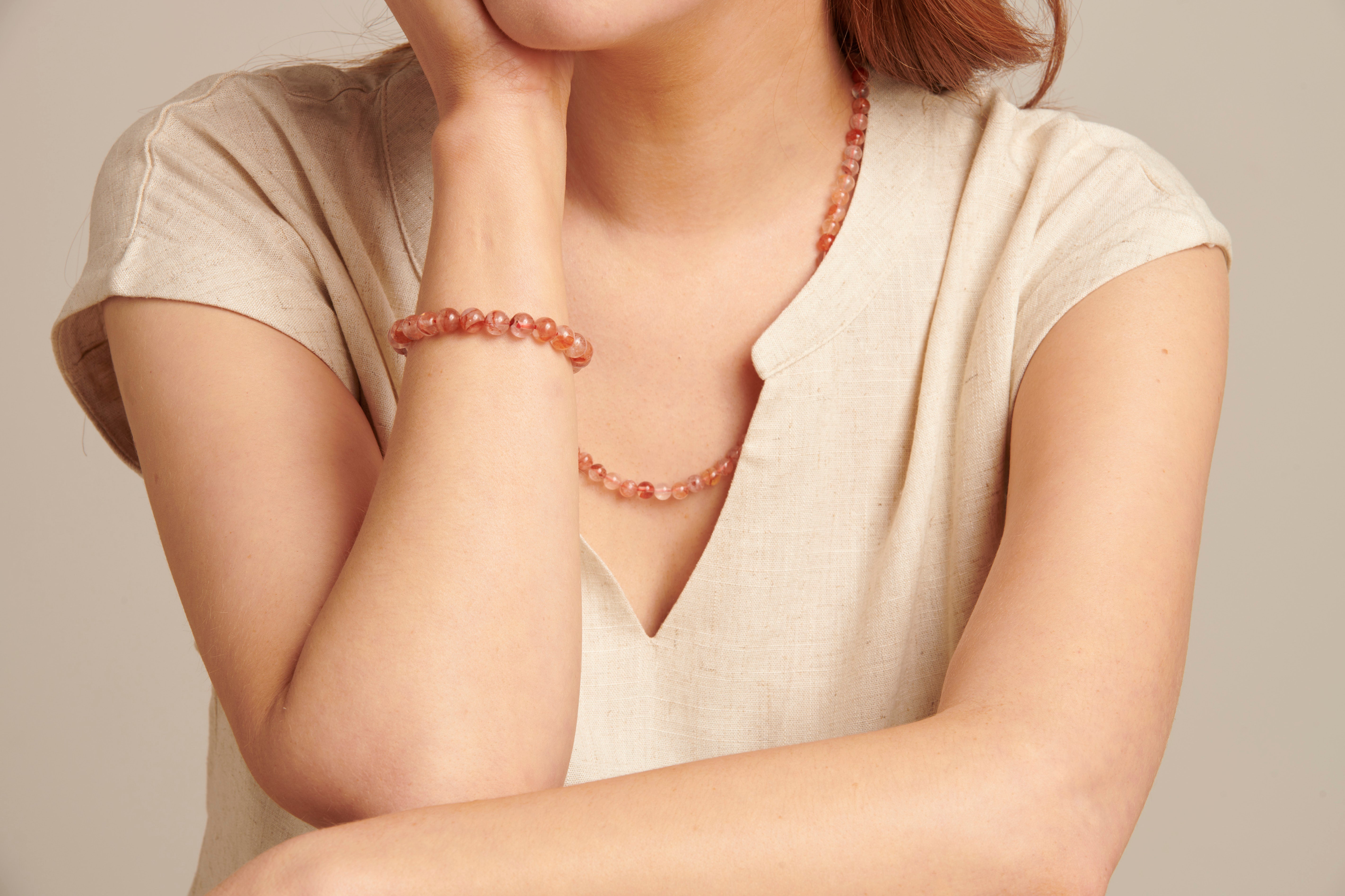 62030 Tangerine Quartz Kralenarmband | brique