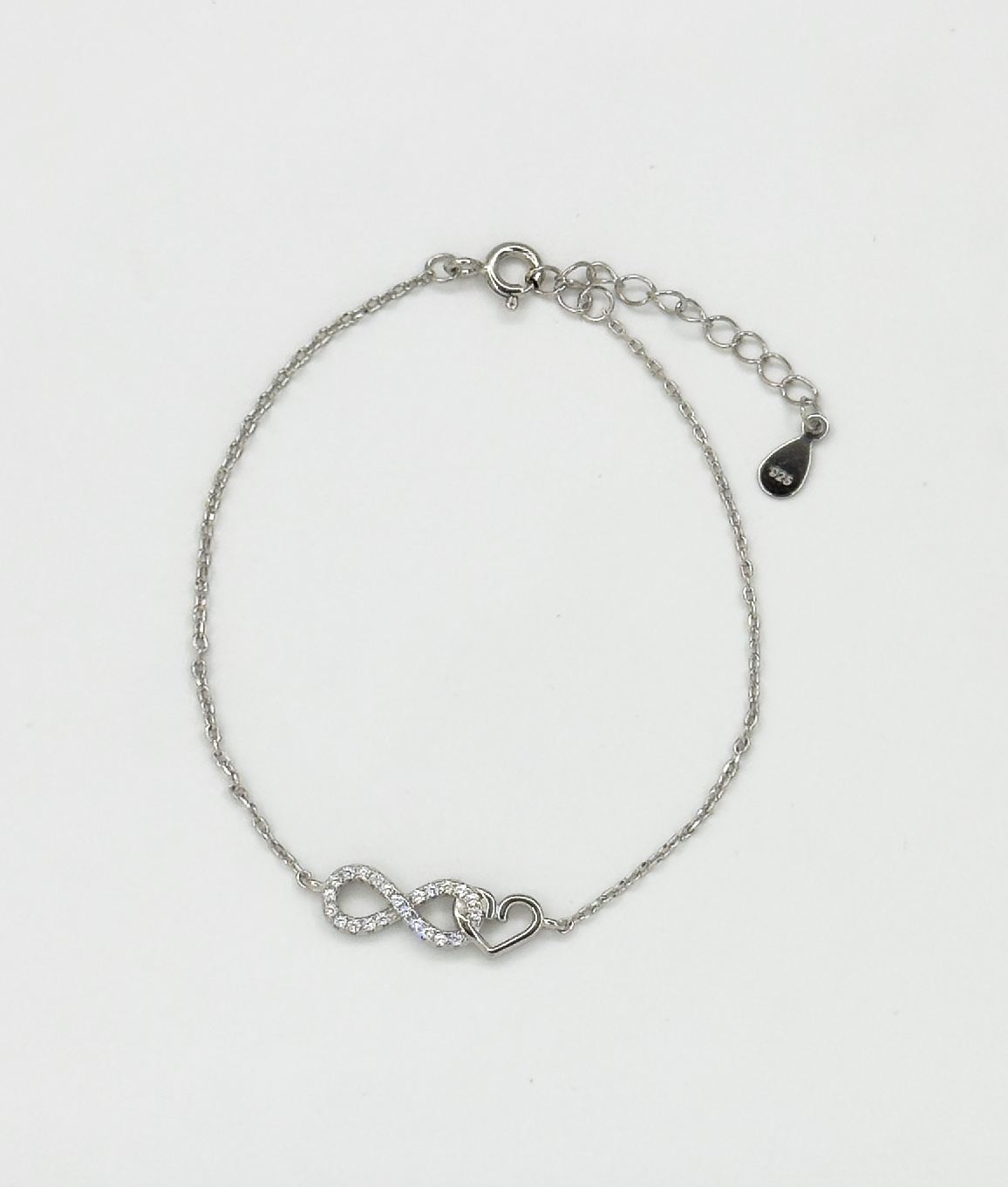 62059 En Armband Met Oneindigheidssymbool Klaver Hangerzirkoon Kristallen | Silver