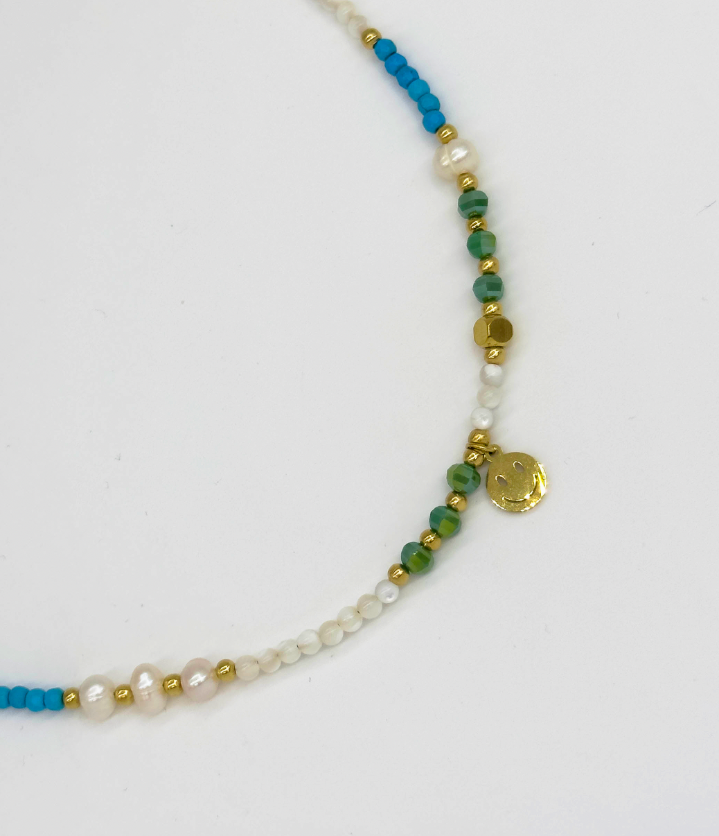 64005 Ketting Met Smiley Hangergecombineerde Kralen | Muticolour