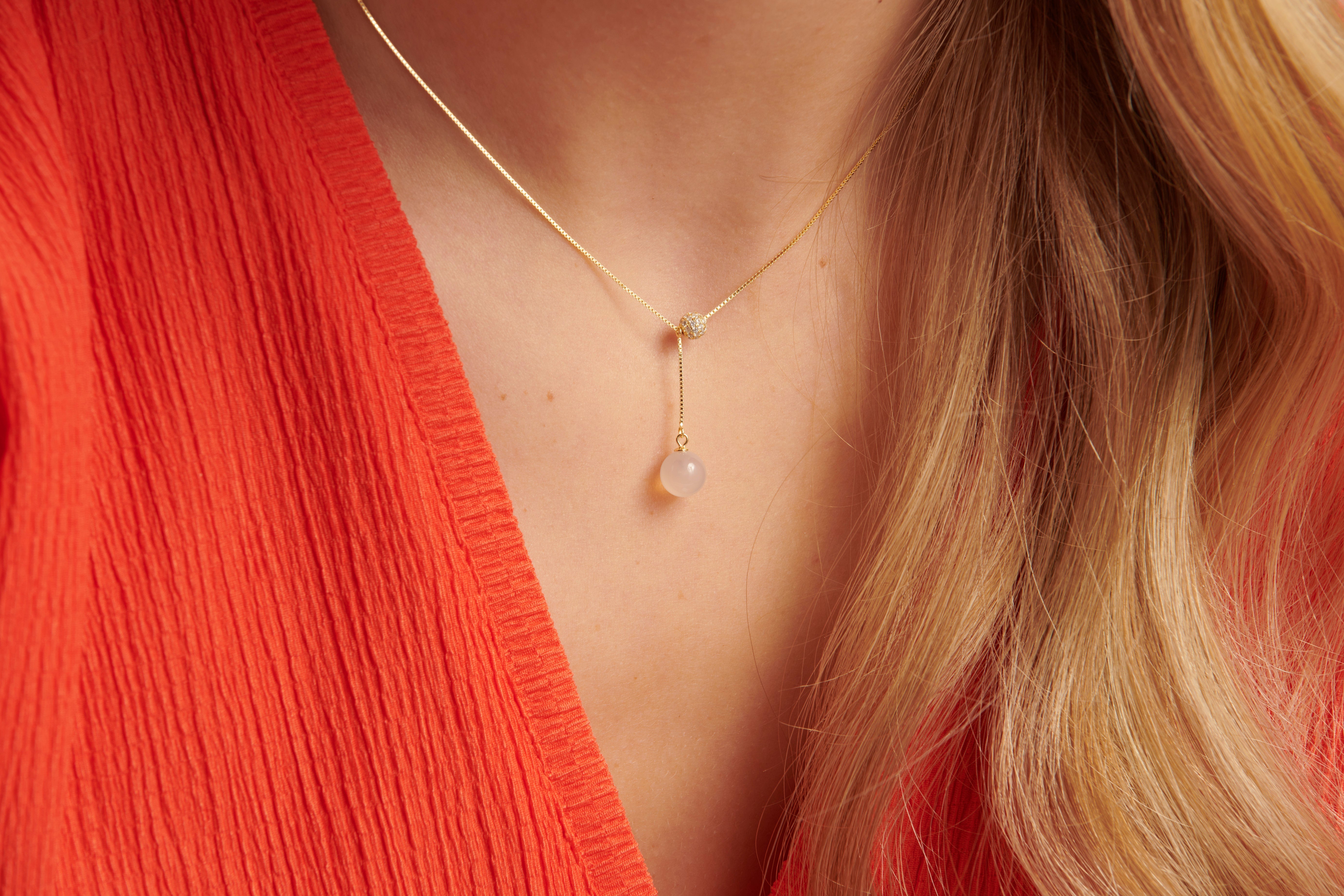 64015 Fijne Vergulde En Ketting Met Kristallenkwarts Steen Hanger | Gold