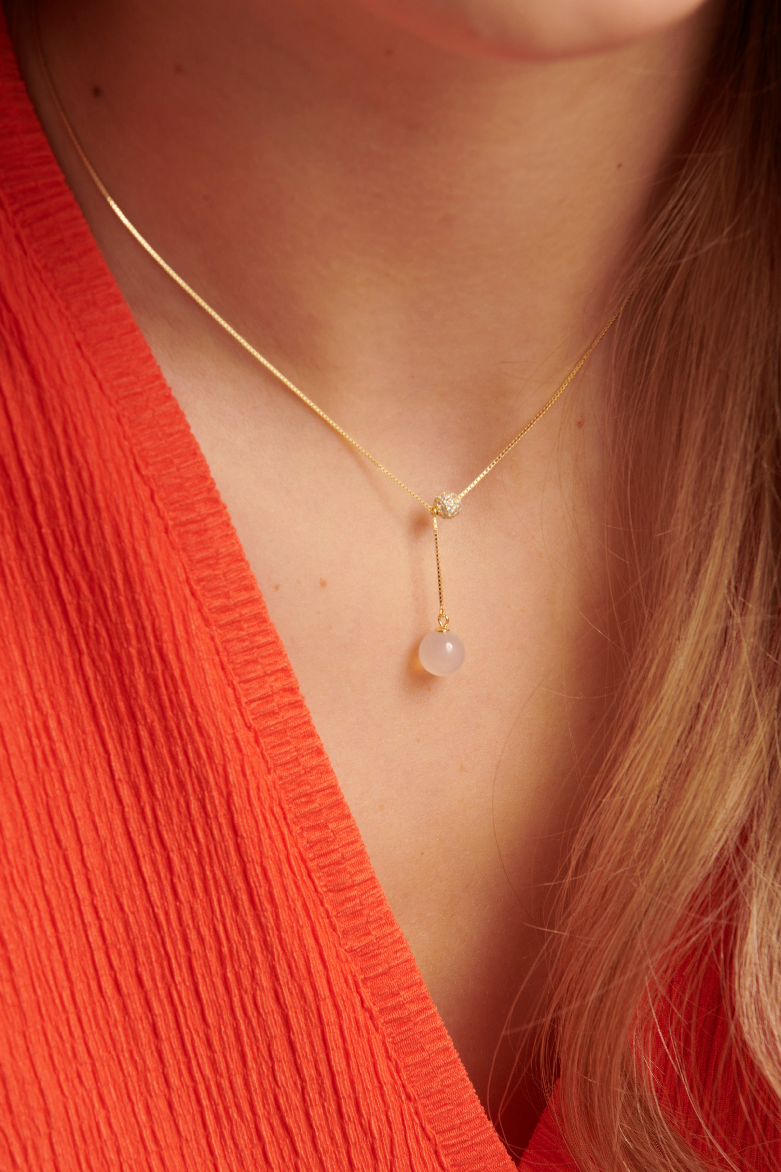 64015 Fijne Vergulde En Ketting Met Kristallenkwarts Steen Hanger | Gold