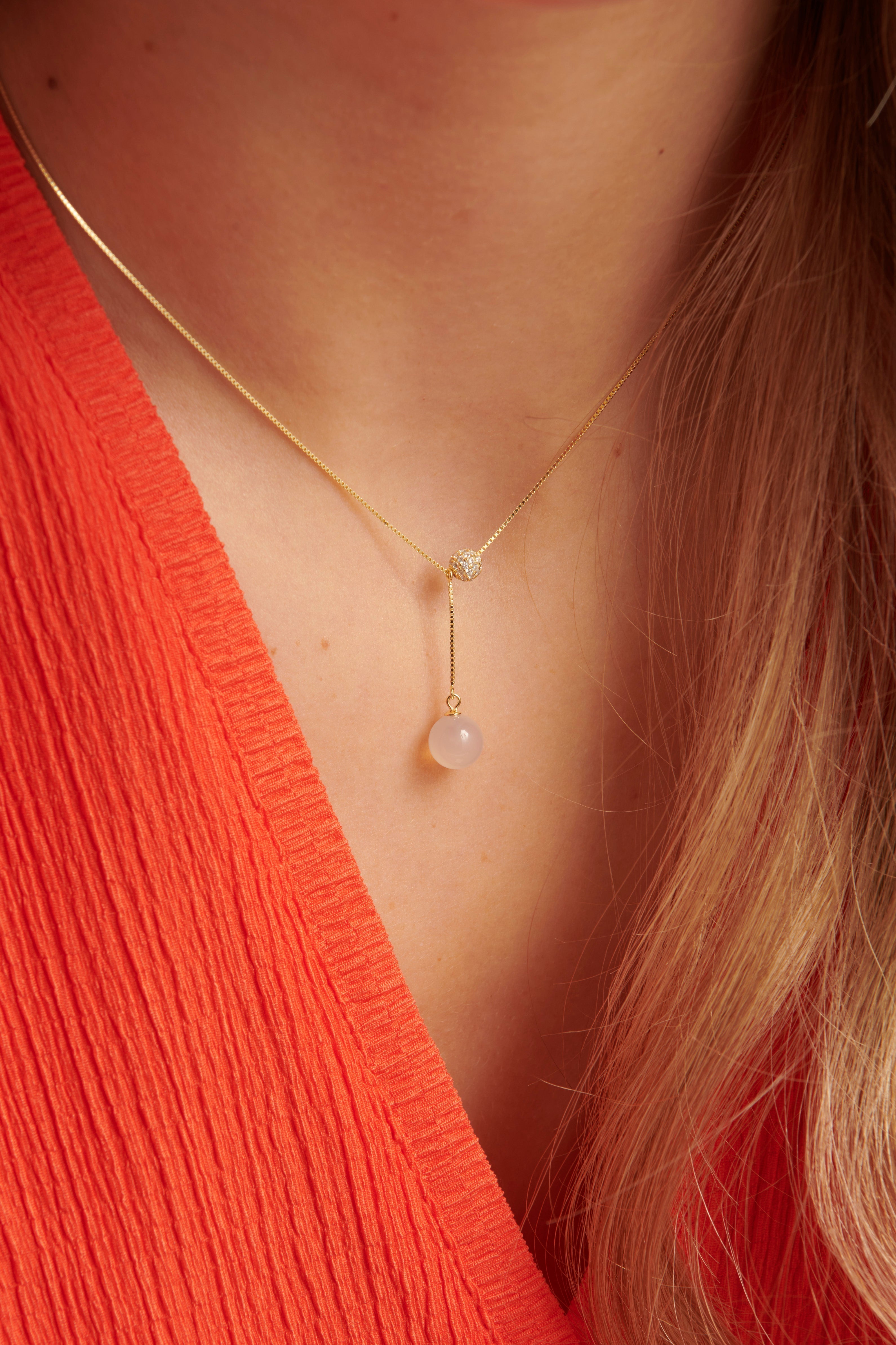 64015 Fijne Vergulde En Ketting Met Kristallenkwarts Steen Hanger | Gold