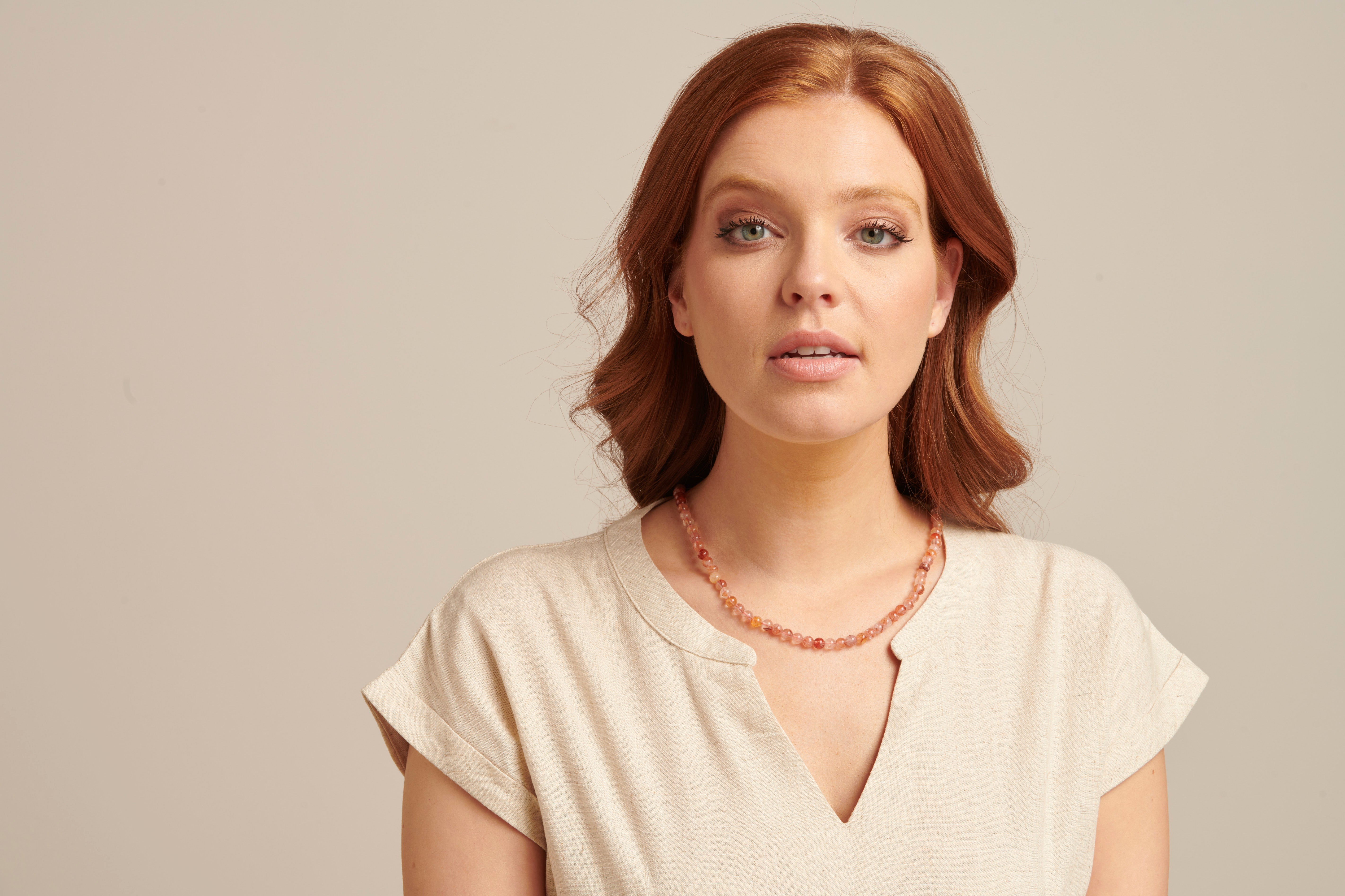 64023 Tangerine Quartz Kralenketting | brique